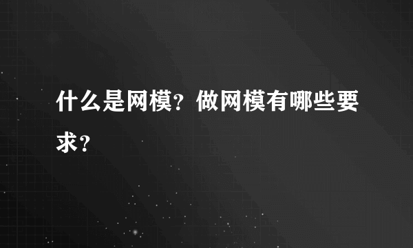 什么是网模？做网模有哪些要求？