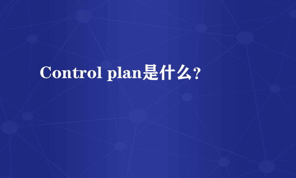 Control plan是什么？