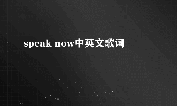 speak now中英文歌词