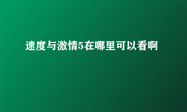 速度与激情5在哪里可以看啊