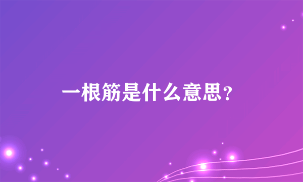 一根筋是什么意思？