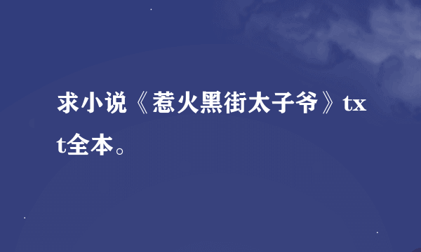 求小说《惹火黑街太子爷》txt全本。