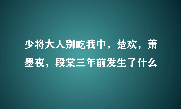 少将大人别吃我中，楚欢，萧墨夜，段棠三年前发生了什么