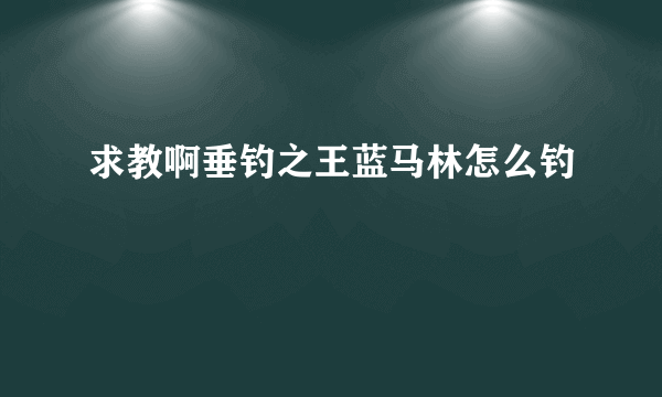 求教啊垂钓之王蓝马林怎么钓