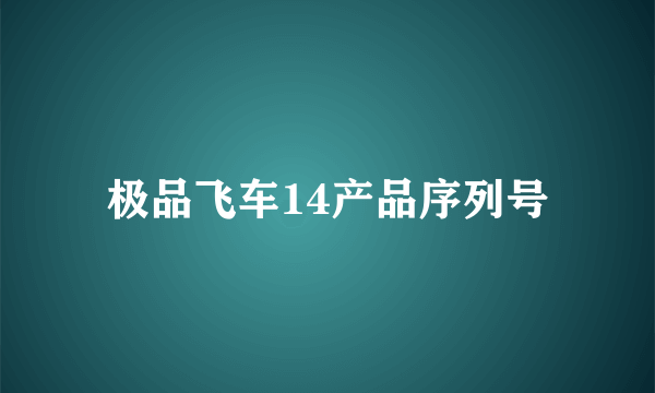 极品飞车14产品序列号