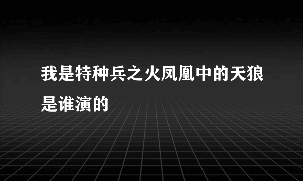 我是特种兵之火凤凰中的天狼是谁演的