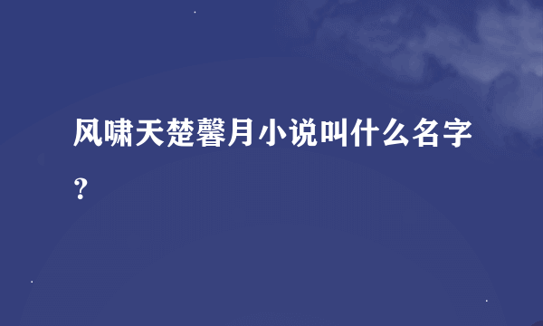 风啸天楚馨月小说叫什么名字？