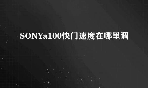 SONYa100快门速度在哪里调