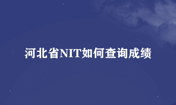 河北省NIT如何查询成绩