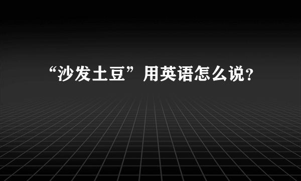 “沙发土豆”用英语怎么说？