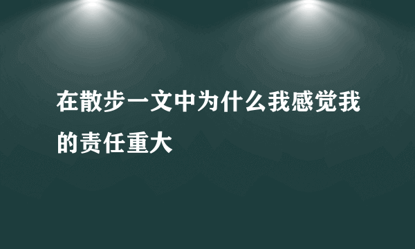 在散步一文中为什么我感觉我的责任重大