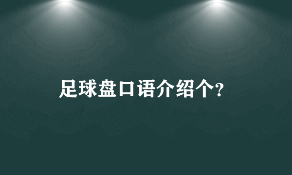 足球盘口语介绍个？