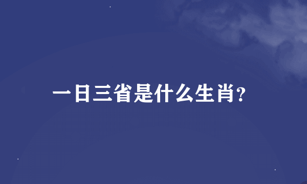 一日三省是什么生肖？