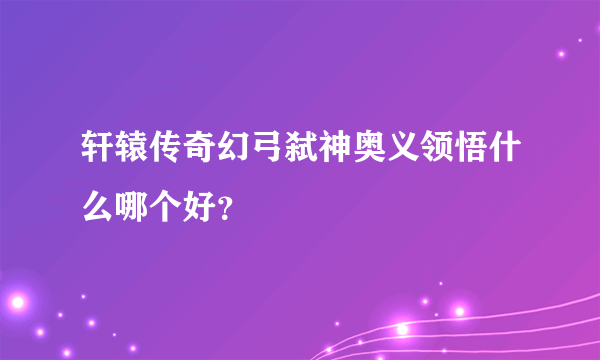 轩辕传奇幻弓弑神奥义领悟什么哪个好？