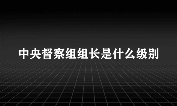 中央督察组组长是什么级别