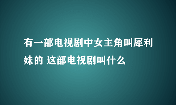 有一部电视剧中女主角叫犀利妹的 这部电视剧叫什么