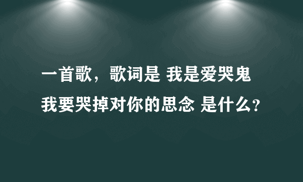 一首歌，歌词是 我是爱哭鬼 我要哭掉对你的思念 是什么？