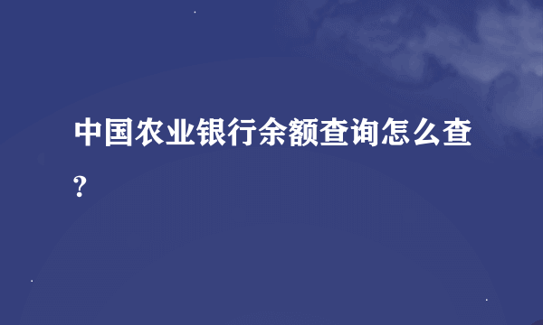 中国农业银行余额查询怎么查?