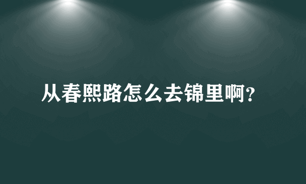 从春熙路怎么去锦里啊？