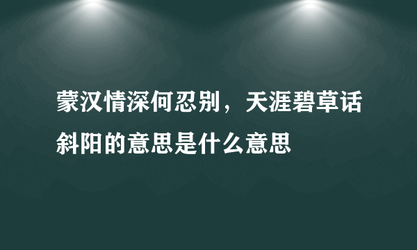 蒙汉情深何忍别，天涯碧草话斜阳的意思是什么意思