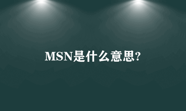 MSN是什么意思?