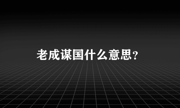 老成谋国什么意思？