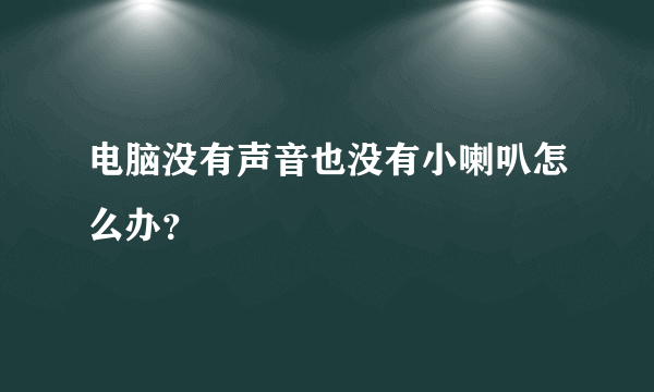 电脑没有声音也没有小喇叭怎么办？