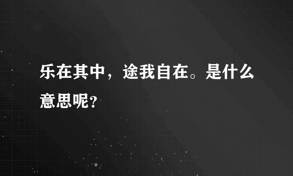 乐在其中，途我自在。是什么意思呢？