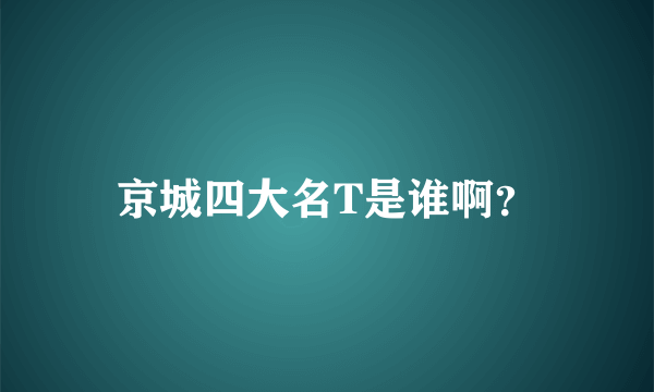 京城四大名T是谁啊？