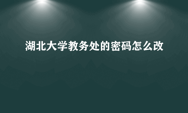 湖北大学教务处的密码怎么改