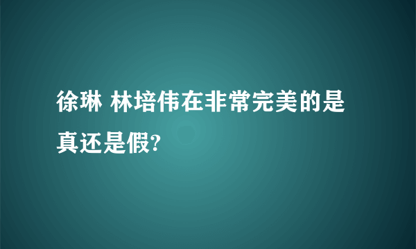 徐琳 林培伟在非常完美的是真还是假?