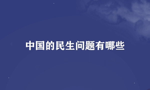 中国的民生问题有哪些