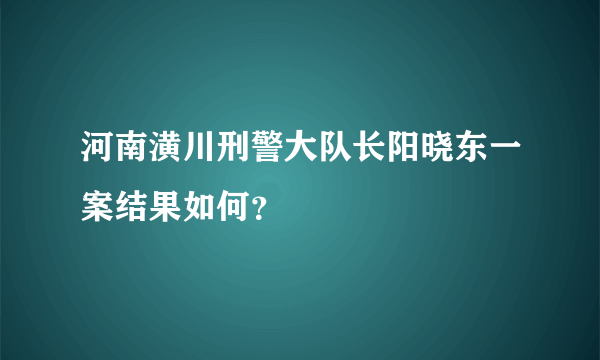 河南潢川刑警大队长阳晓东一案结果如何？