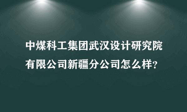 中煤科工集团武汉设计研究院有限公司新疆分公司怎么样？