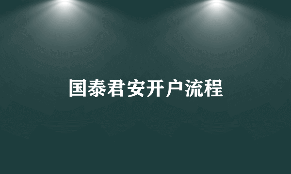 国泰君安开户流程