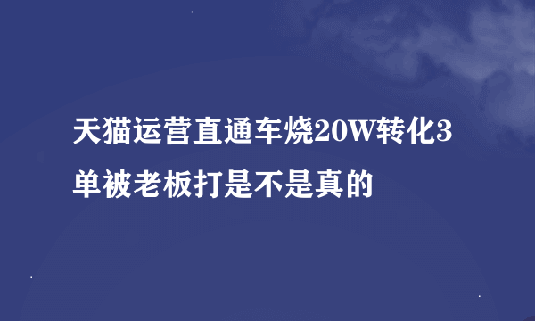 天猫运营直通车烧20W转化3单被老板打是不是真的