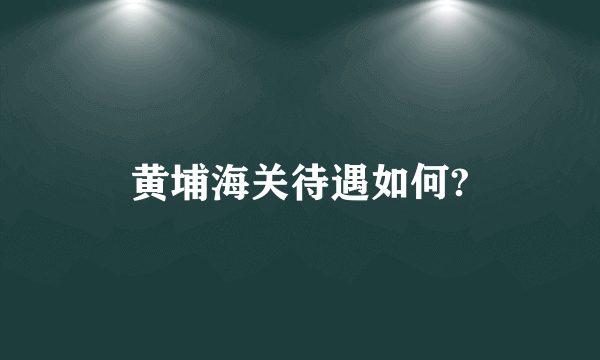 黄埔海关待遇如何?