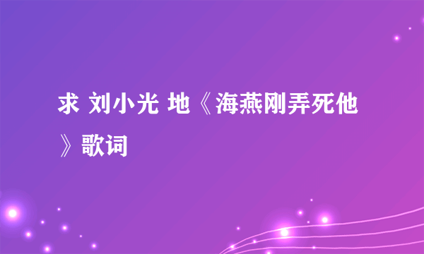 求 刘小光 地《海燕刚弄死他》歌词