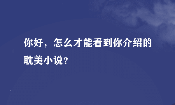 你好，怎么才能看到你介绍的耽美小说？