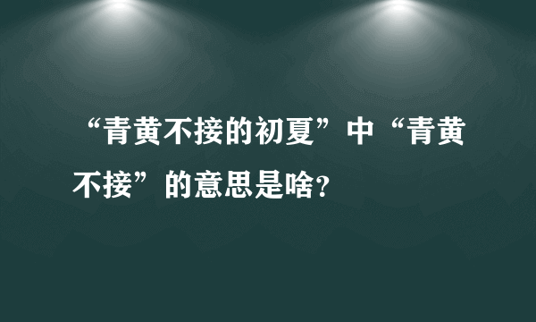 “青黄不接的初夏”中“青黄不接”的意思是啥？