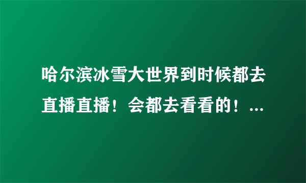 哈尔滨冰雪大世界到时候都去直播直播！会都去看看的！会增加收入？