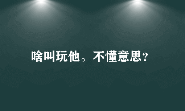 啥叫玩他。不懂意思？