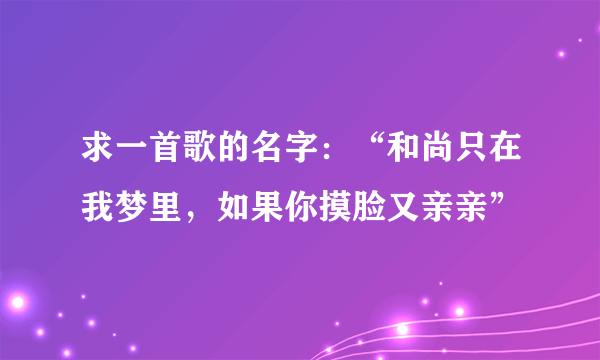 求一首歌的名字：“和尚只在我梦里，如果你摸脸又亲亲”