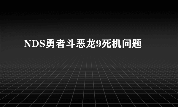 NDS勇者斗恶龙9死机问题