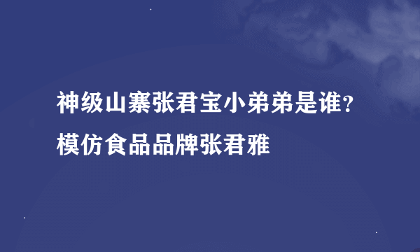 神级山寨张君宝小弟弟是谁？模仿食品品牌张君雅