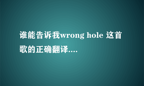 谁能告诉我wrong hole 这首歌的正确翻译...看好了是正确的不是恶搞的...... 谢谢帮忙....