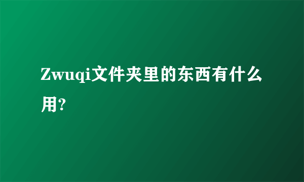 Zwuqi文件夹里的东西有什么用?