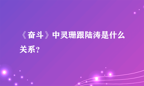 《奋斗》中灵珊跟陆涛是什么关系？