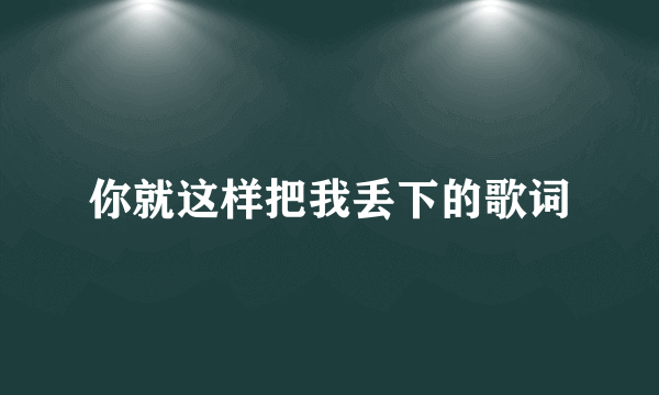 你就这样把我丢下的歌词