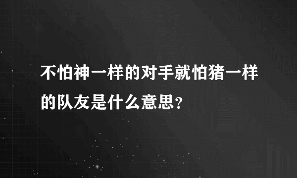 不怕神一样的对手就怕猪一样的队友是什么意思？